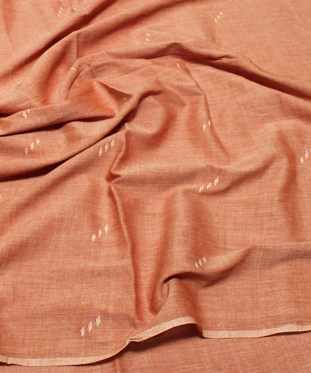 0.7m Peach orange handwoven muslin jamdani fabric