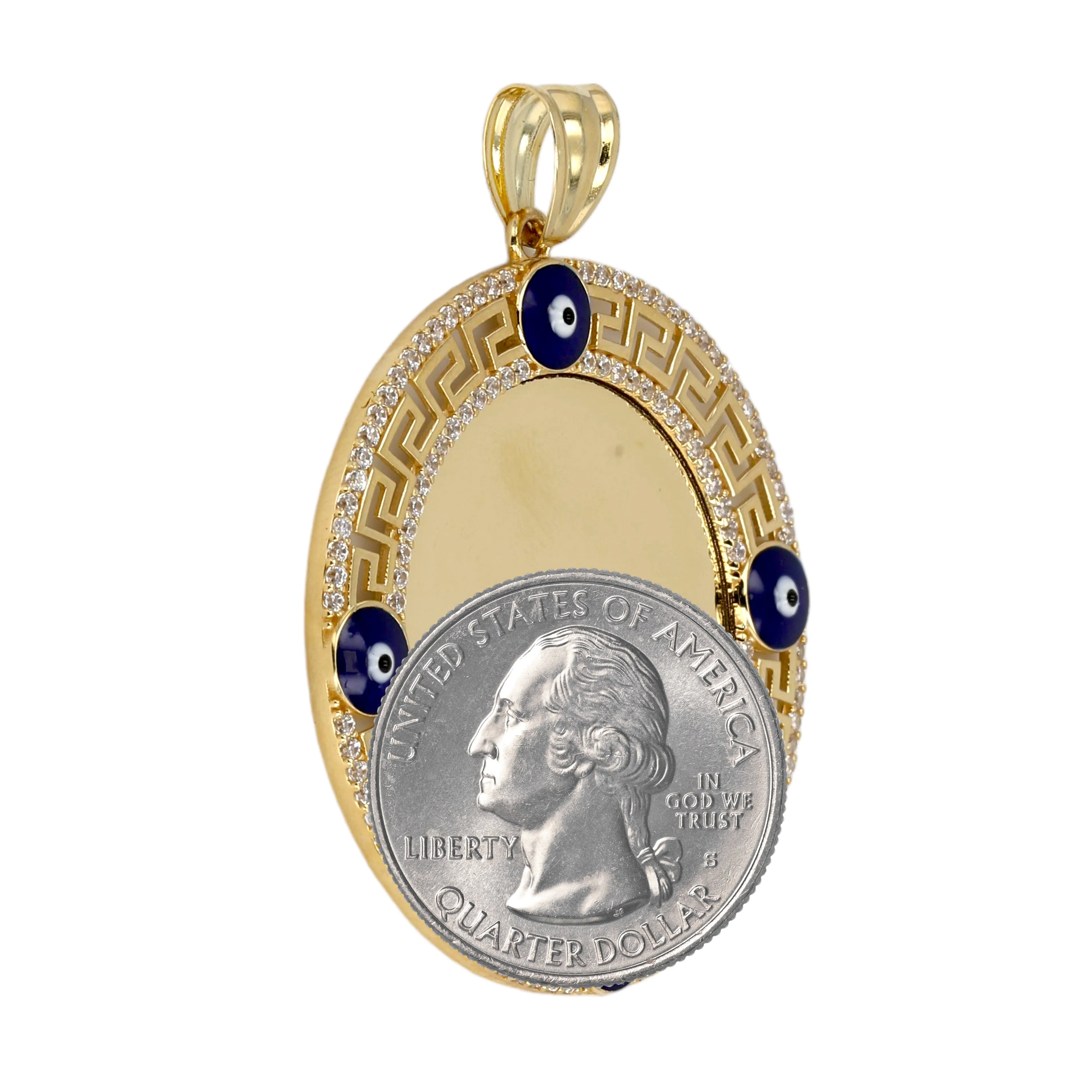 10k yellow gold eye memory coin pendant-227180