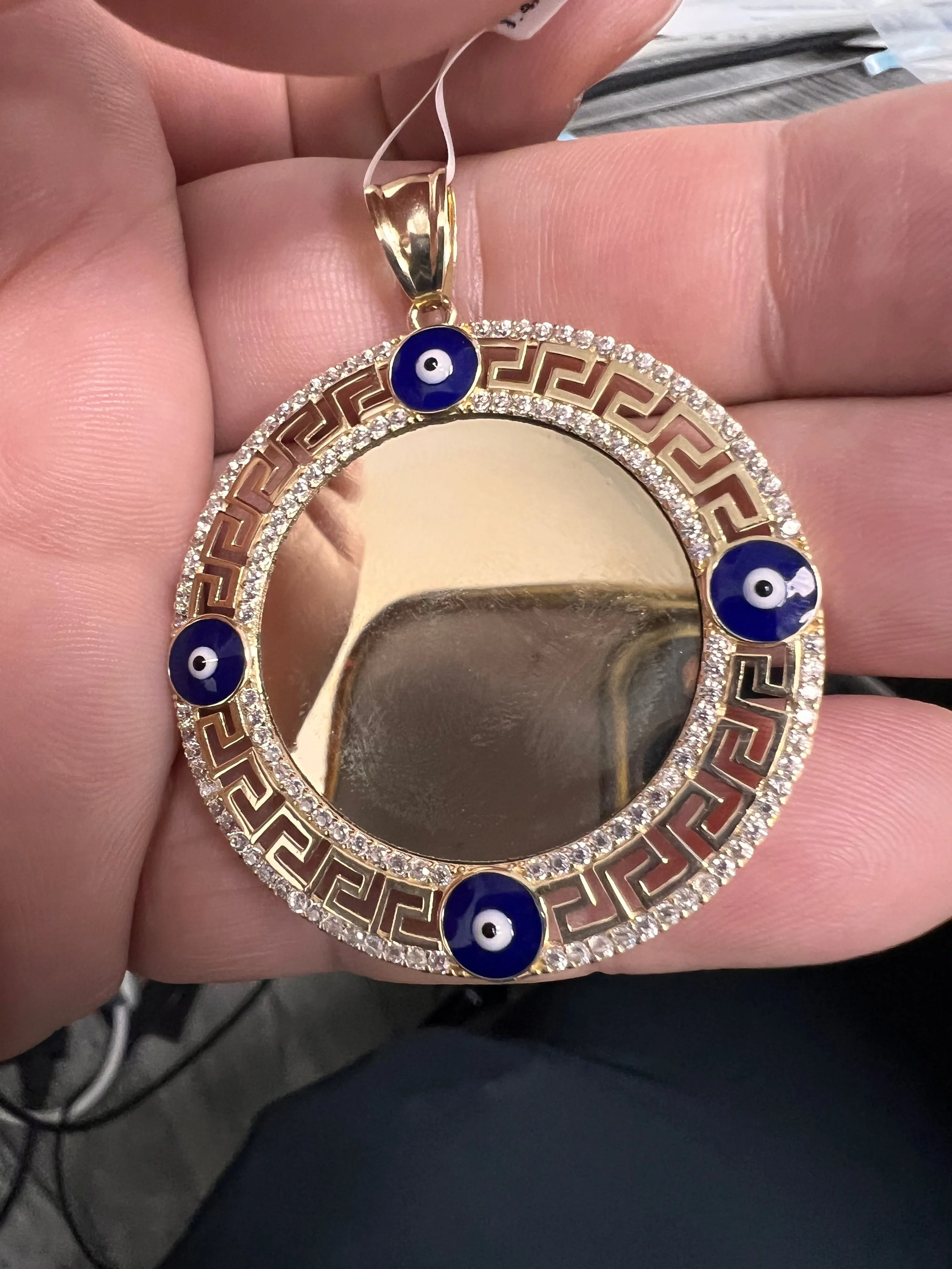 10k yellow gold eye memory coin pendant-227180