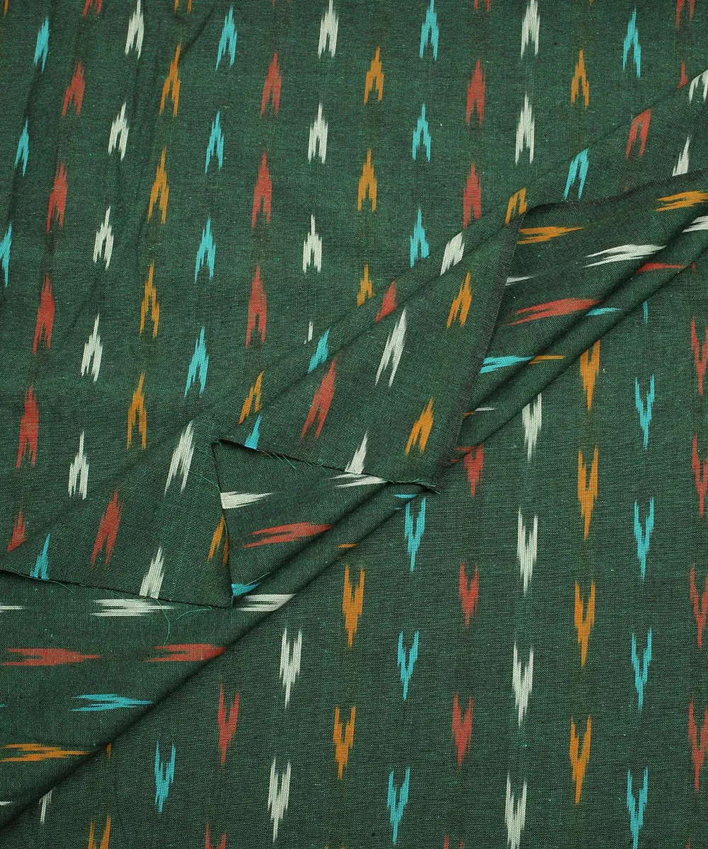 2.5 m Dark green cotton handloom pochampally ikat fabric