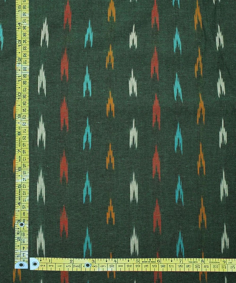 2.5 m Dark green cotton handloom pochampally ikat fabric