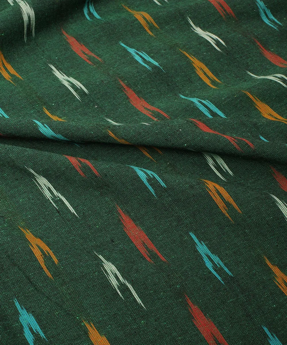 2.5 m Dark green cotton handloom pochampally ikat fabric