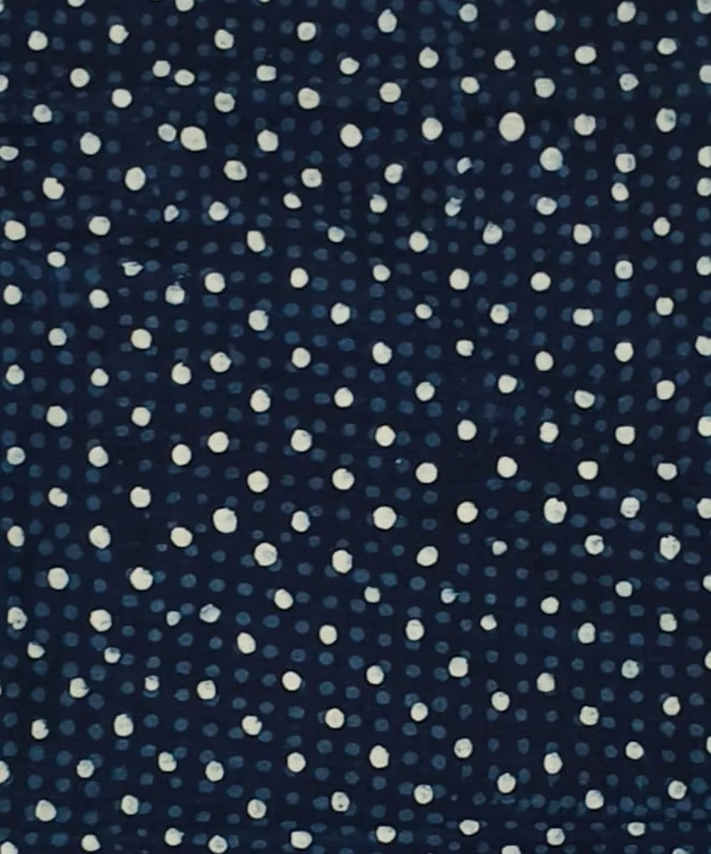 2.5m Blue polka handblock cotton sanganeri print kurta material