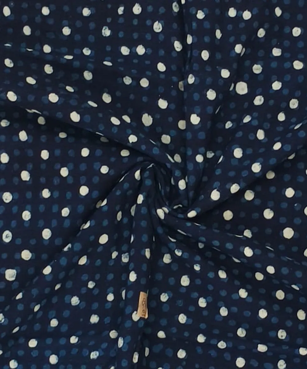 2.5m Blue polka handblock cotton sanganeri print kurta material