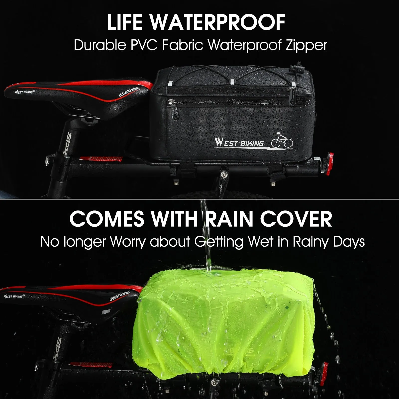 4L Waterproof Bike Trunk Bag Reflective MTB Electric Bicycle Bag Travel Luggage Carrier Cycling Seat Saddle Panniers