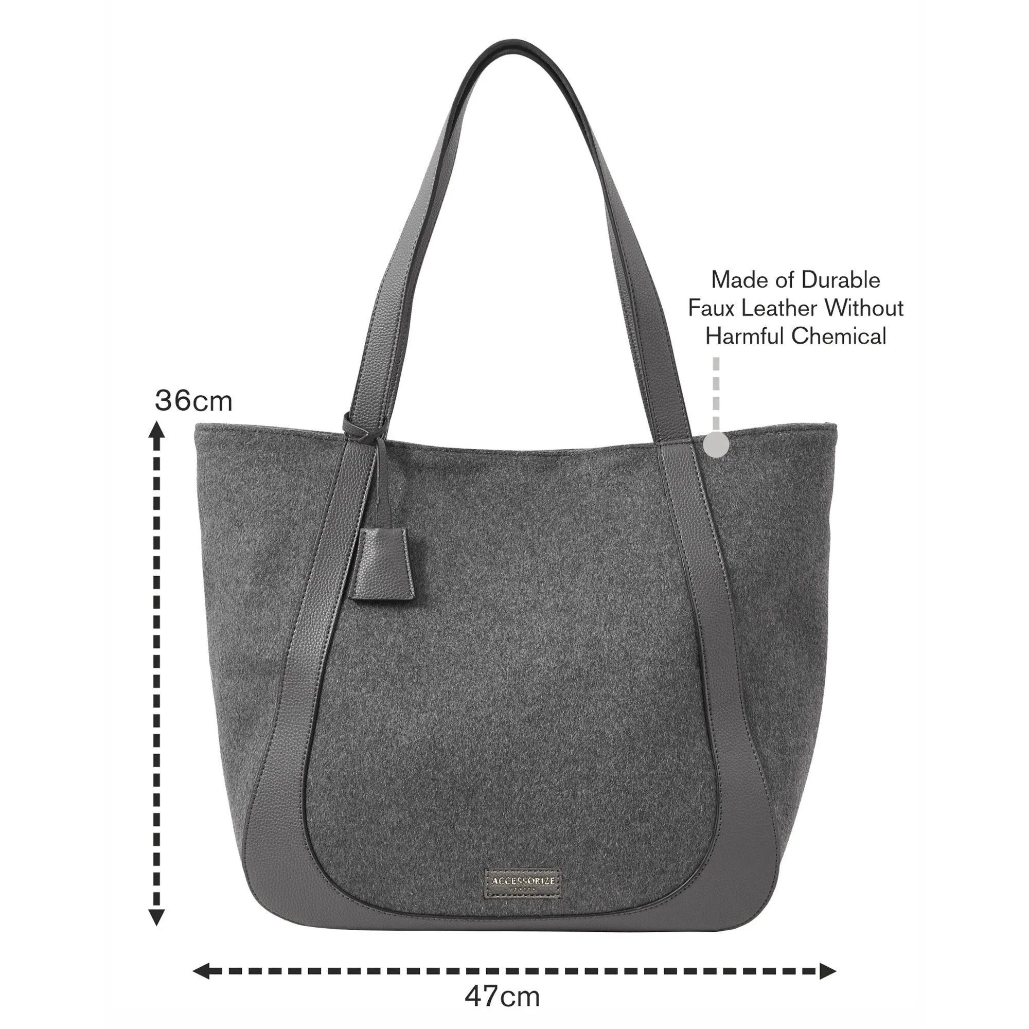 Accessorize London Women's Grey Felt Shoulder Bag