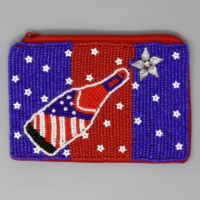 American Flag Bottle Seed Beaded Coin Purse