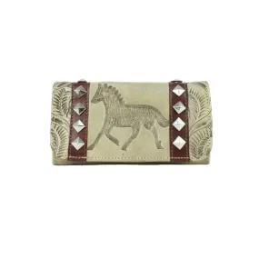 American West Hitchin Post Sand Leather Trifold Wallet