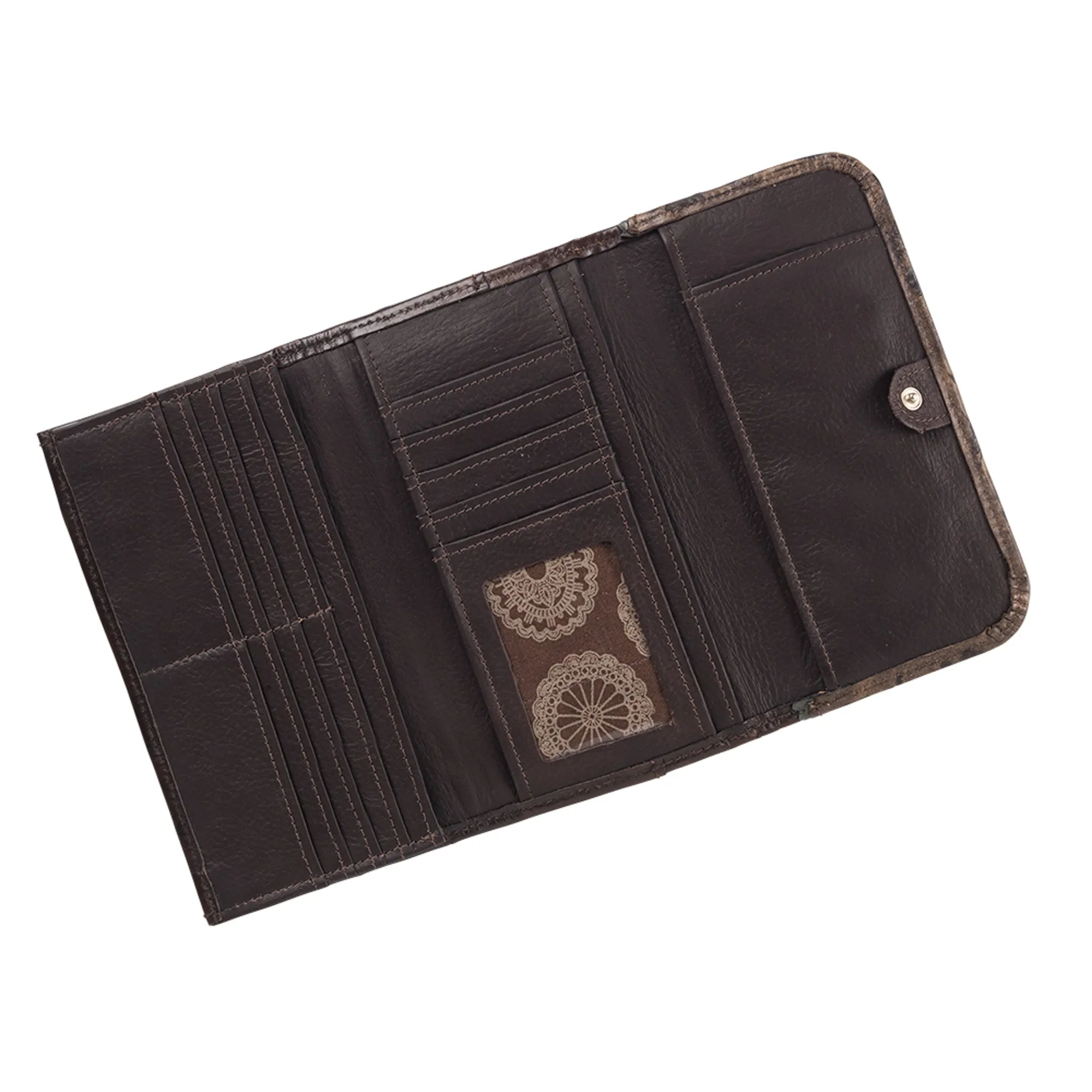 American West Saddle Ridge Chocolate Leather Trifold Wallet