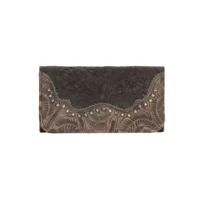 American West Saddle Ridge Chocolate Leather Trifold Wallet