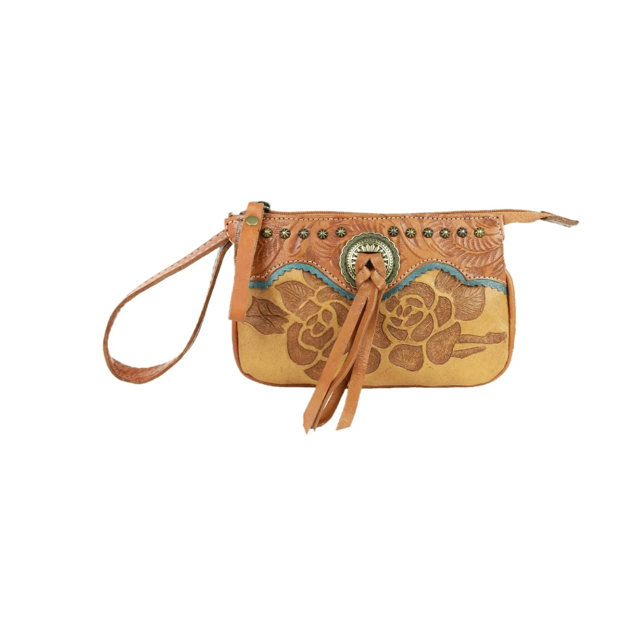 American West Texas Rose Natural Tan Leather Event Bag