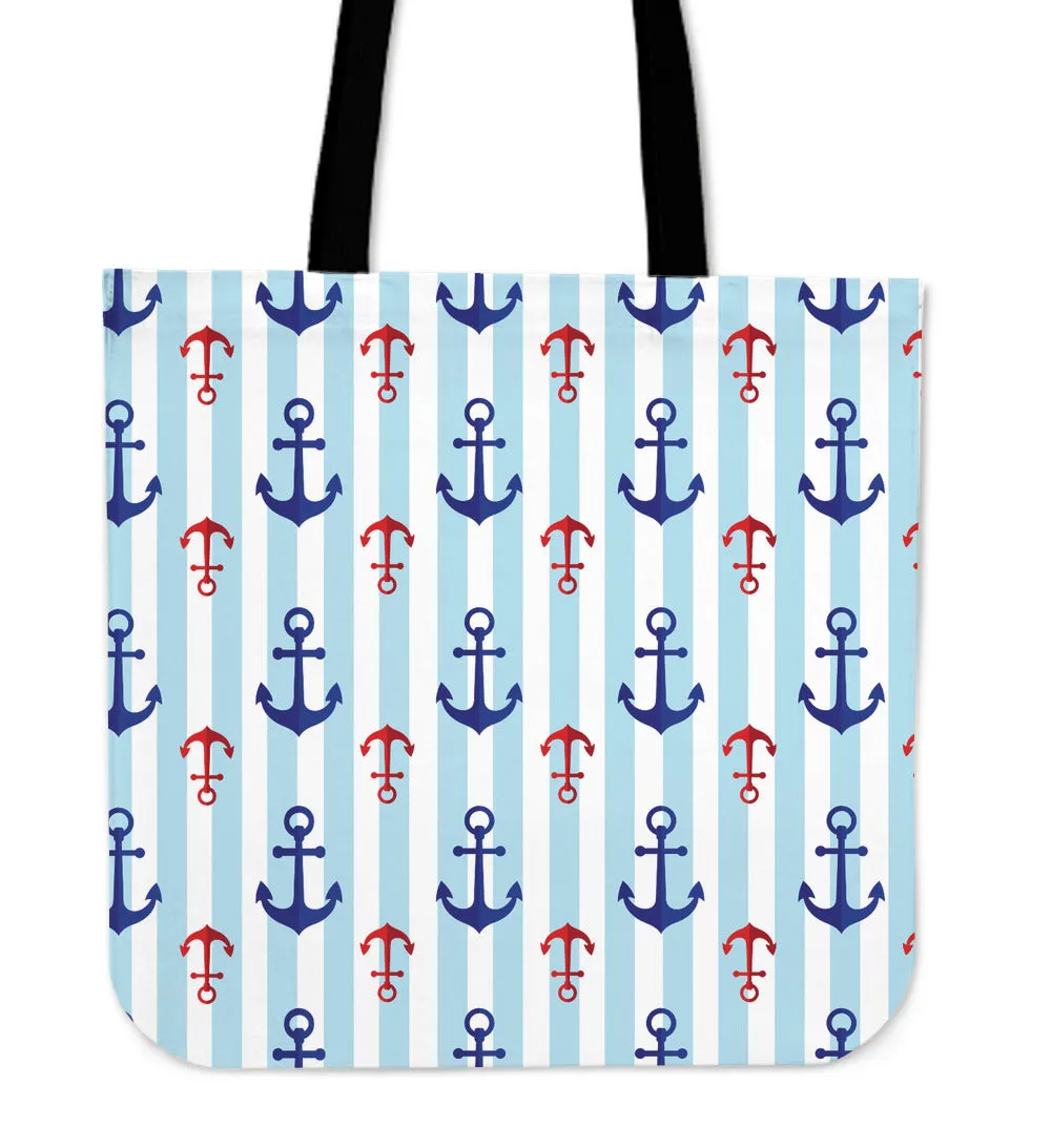 Anchor Pattern Linen Tote Bag