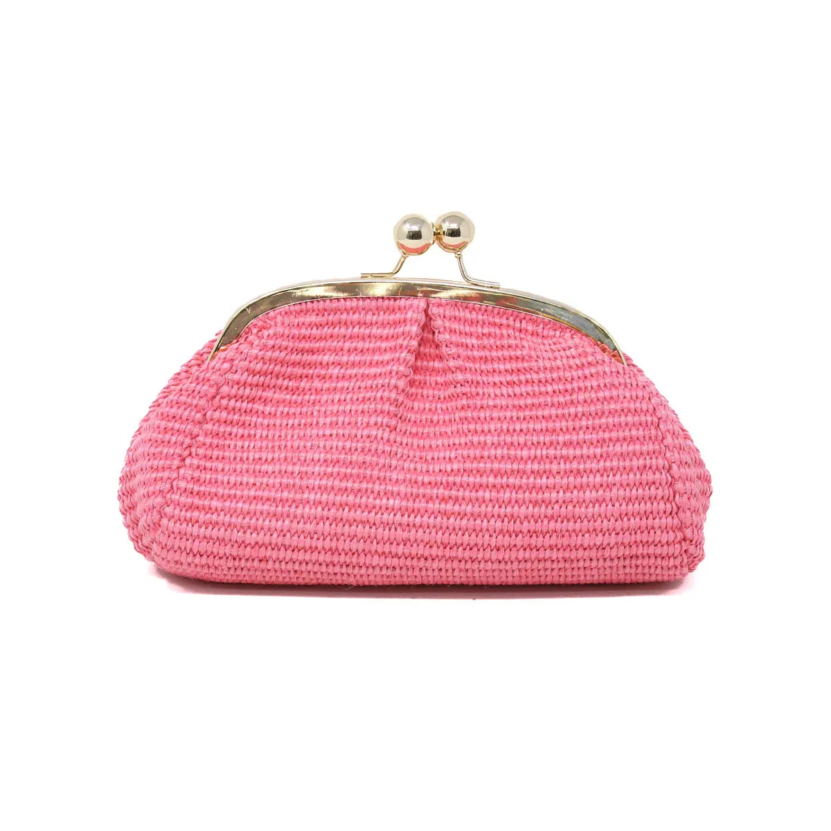 Arden Coral Raffia Clutch