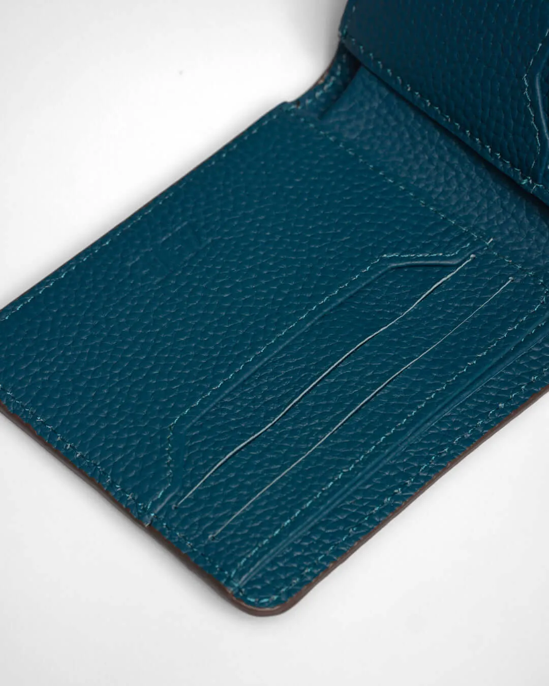 Artemis Croco Wallet - Coffee and Dark Turquoise Leather