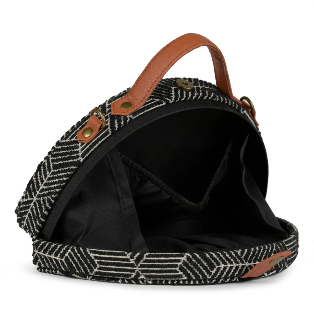 Aztec Black Semi circle designer clutch bag for women