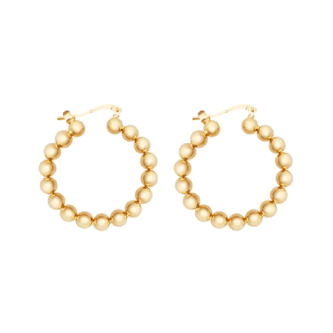 Ball Hoop Earrings 18k Gold Plated Sterling Silver