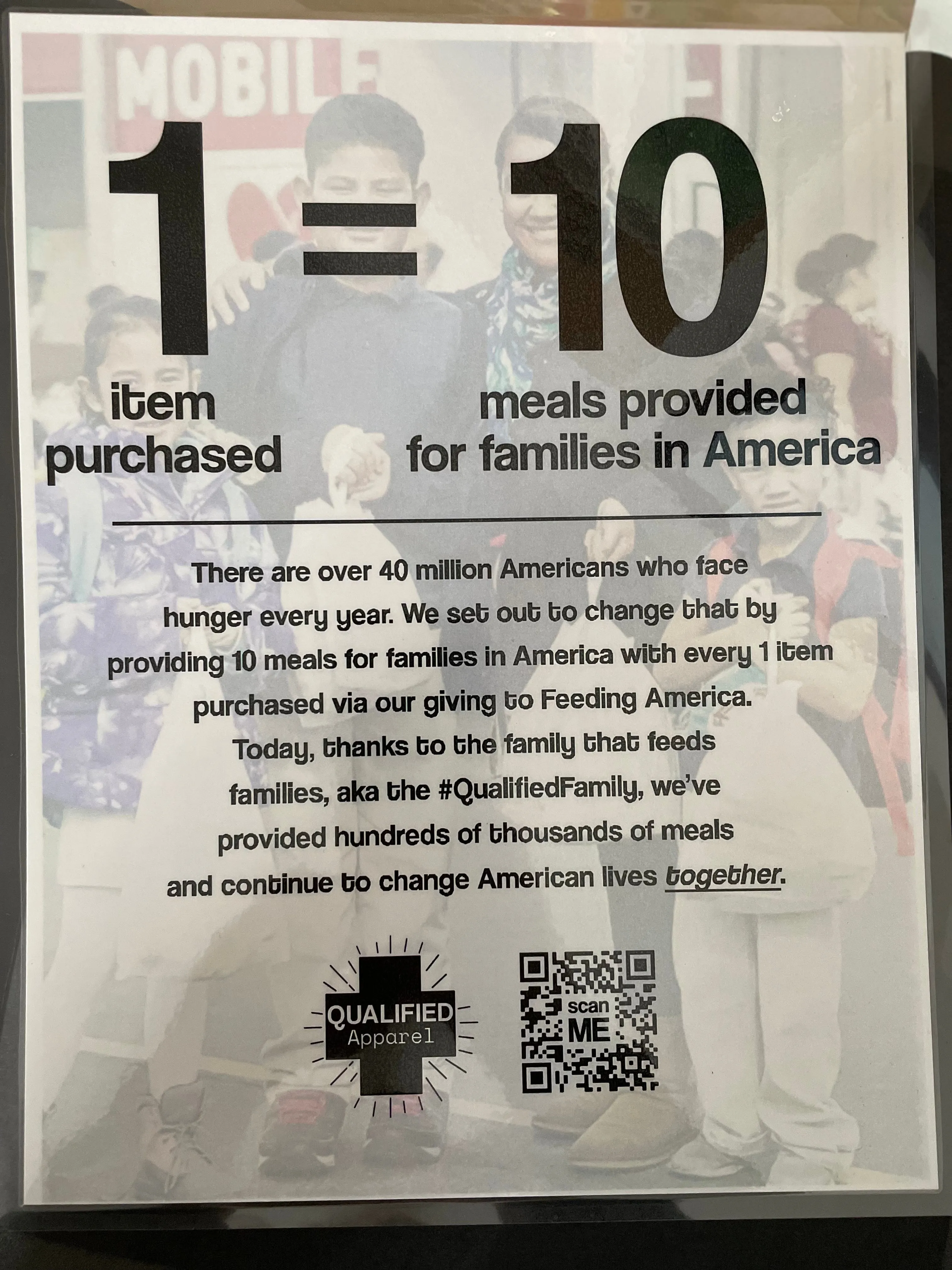 BELIEVE Tee Shirt - 1 tee=10 Meals to Feeding America