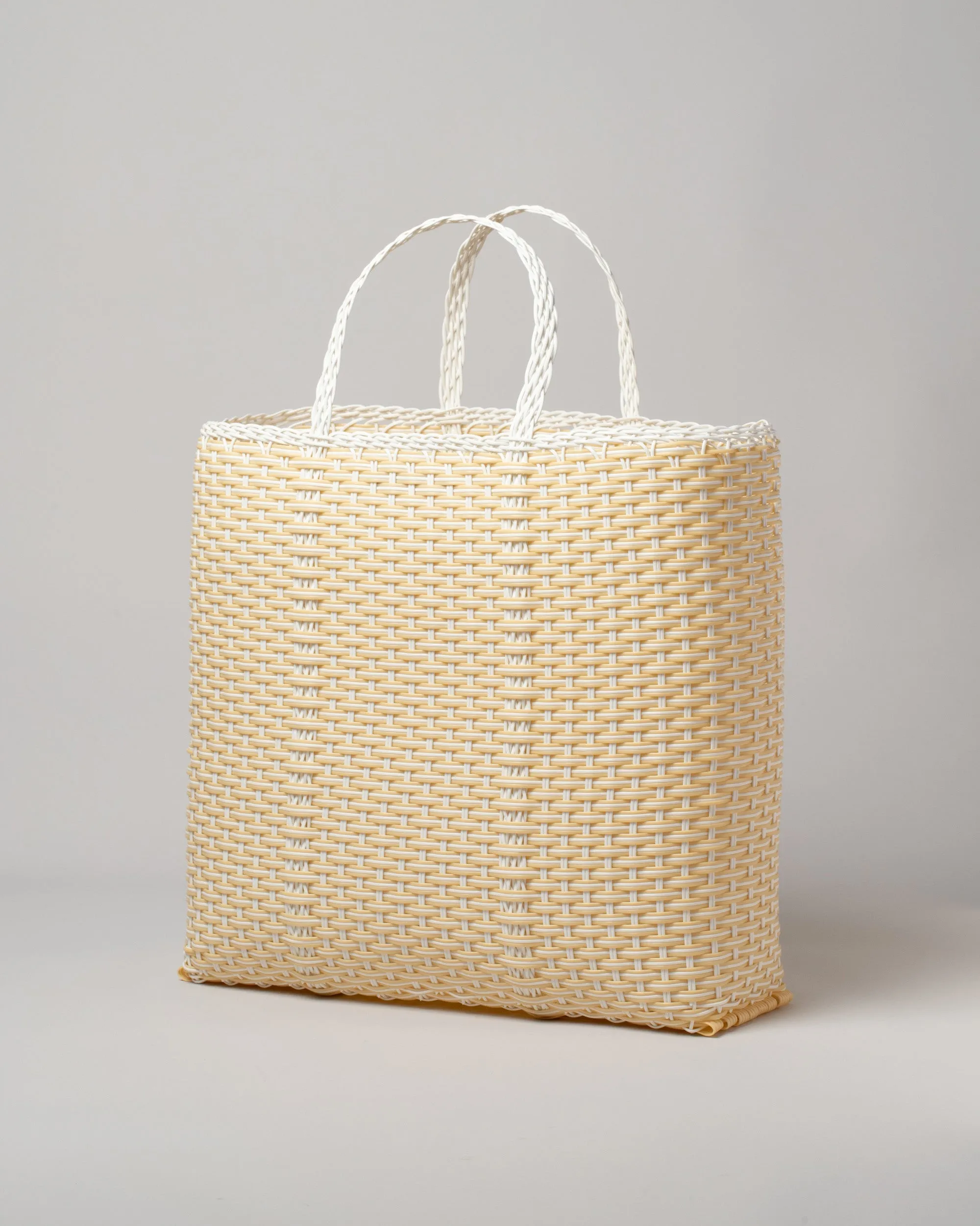 Bicolor Tote Basket Bag