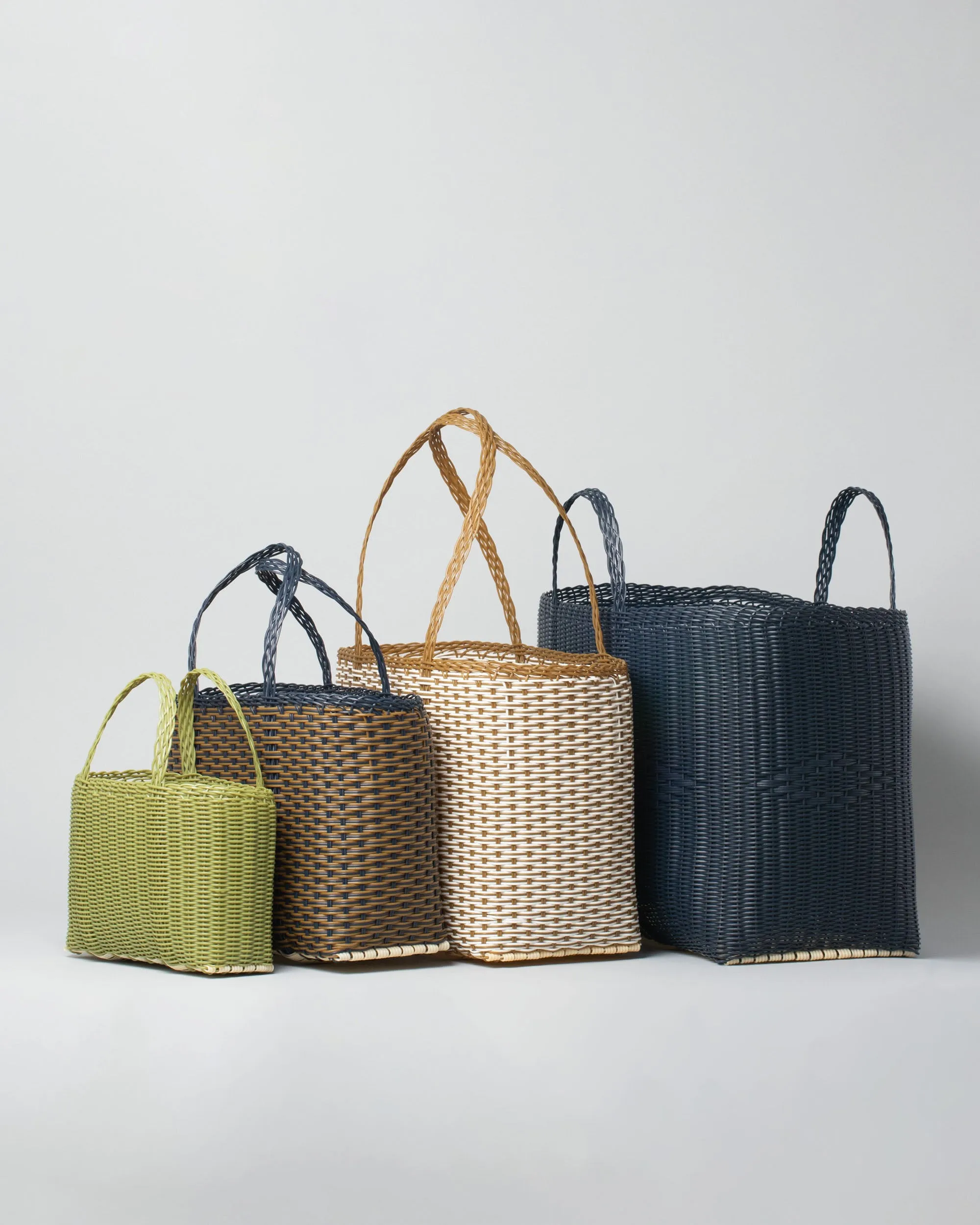 Bicolor Tote Basket Bag