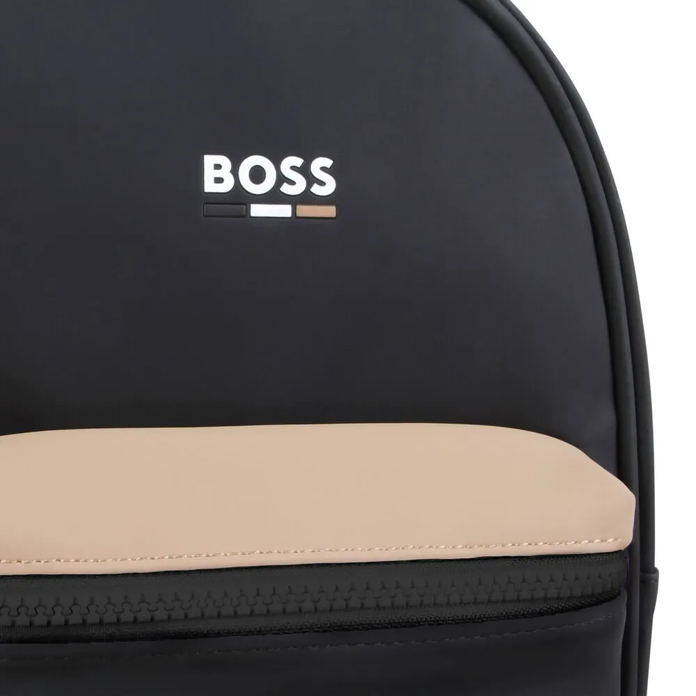 Boss Bag Backpack Logo Lined Brown-Black