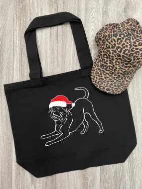 Boxer Christmas Edition Cotton Canvas Shoulder Tote Bag