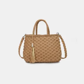 Braided Strap Paper Weave Shoulder Bag