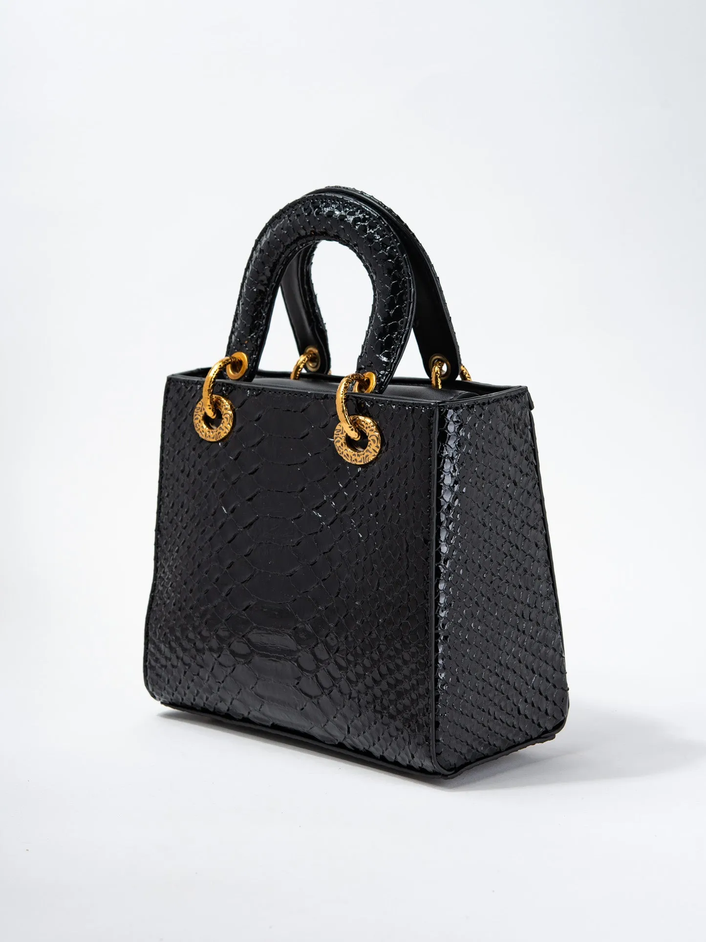 Callista Grid Pattern Rhinestone Snakeskin Convertible Bag