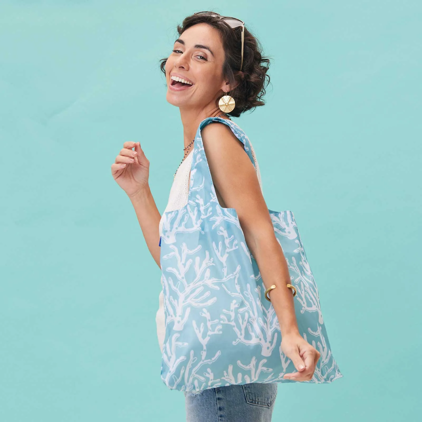 Cerulean Sea Coral Reusable Shopper Blu Bag