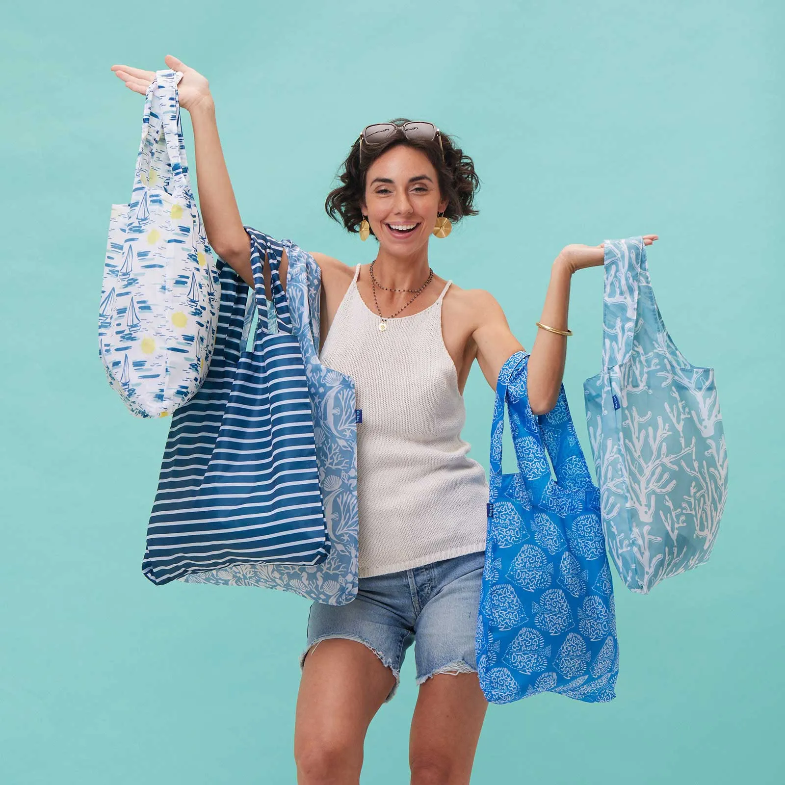 Cerulean Sea Coral Reusable Shopper Blu Bag