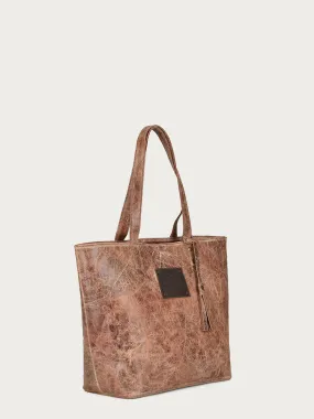 D1290 - DISTRESSED COGNAC PURSE WITH SMALL TASSEL