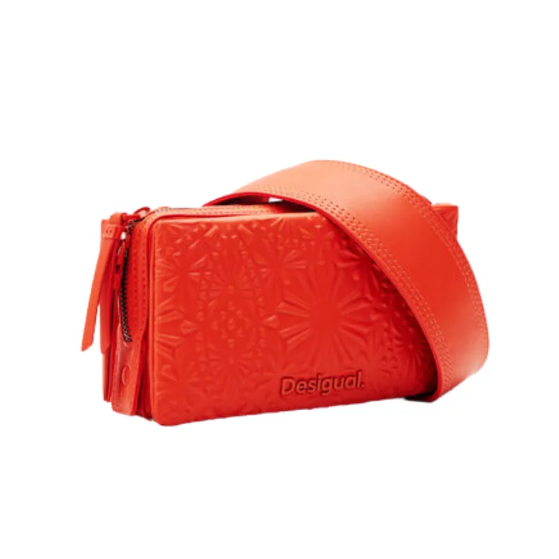 Desigual Geometric Embossed Crossbody Bag - Jaffa Orange