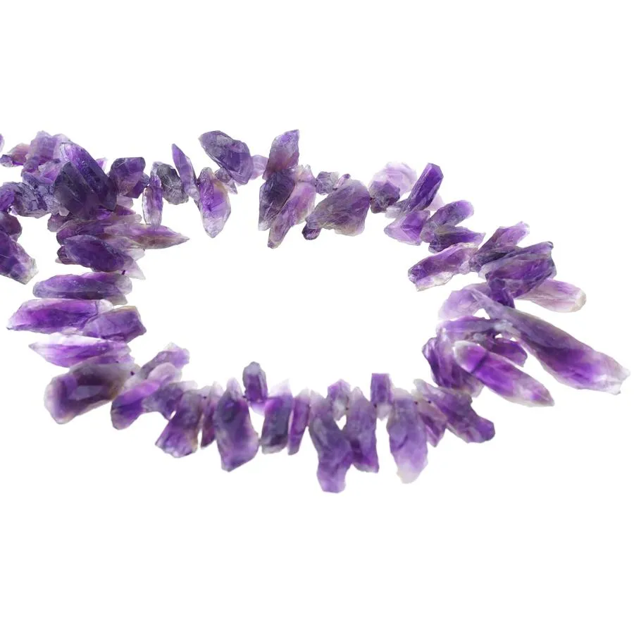 Dog Teeth Amethyst 6x12-10x20mm Rough Points 15-16 Inch