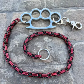 Four Finger Wallet Chain - Black & Red Daytona Heritage - W/ Polished Four Finger Ring - WCK27H