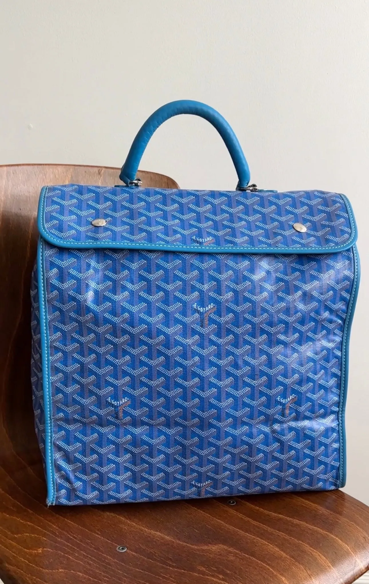 Goyard Blue Goyardine Coated Canvas and Leather Saint Lucie Folding Tote