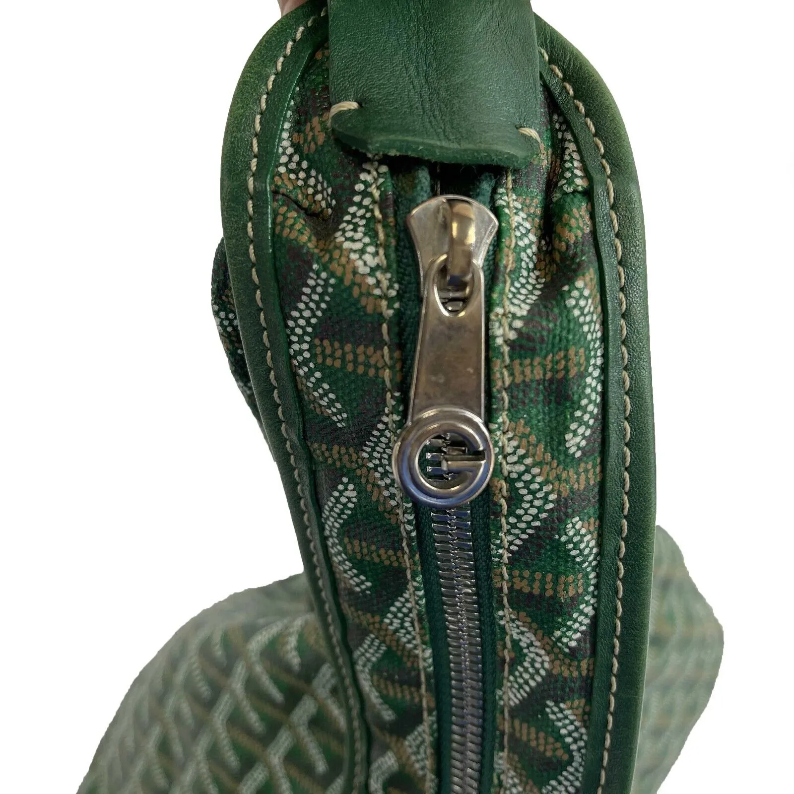 Goyard - Excellent - Goyardine Fidji Zip Hobo Green Shoulder Bag