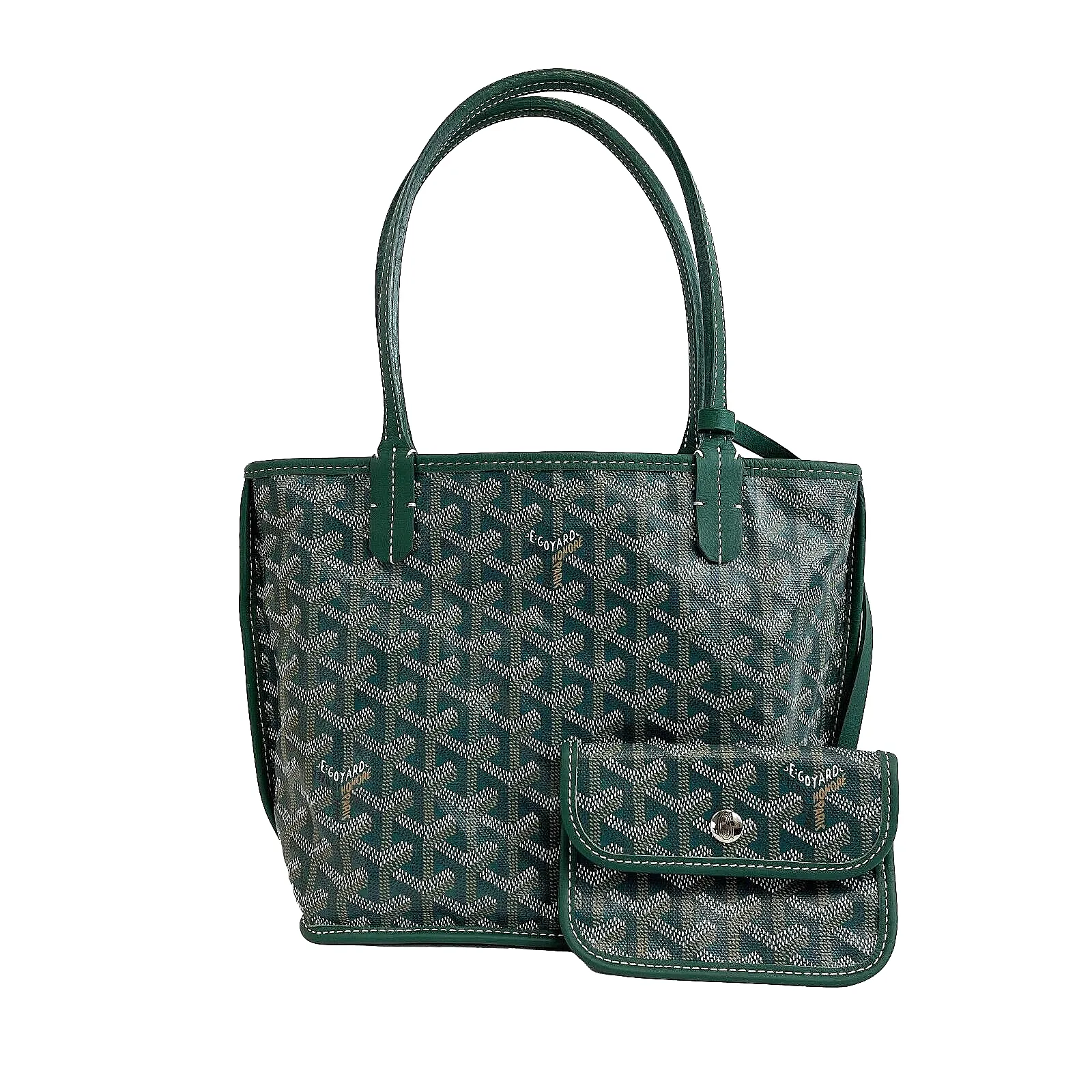 Goyard - Goyardine Green Anjou Mini Reversible Tote w/ pouch