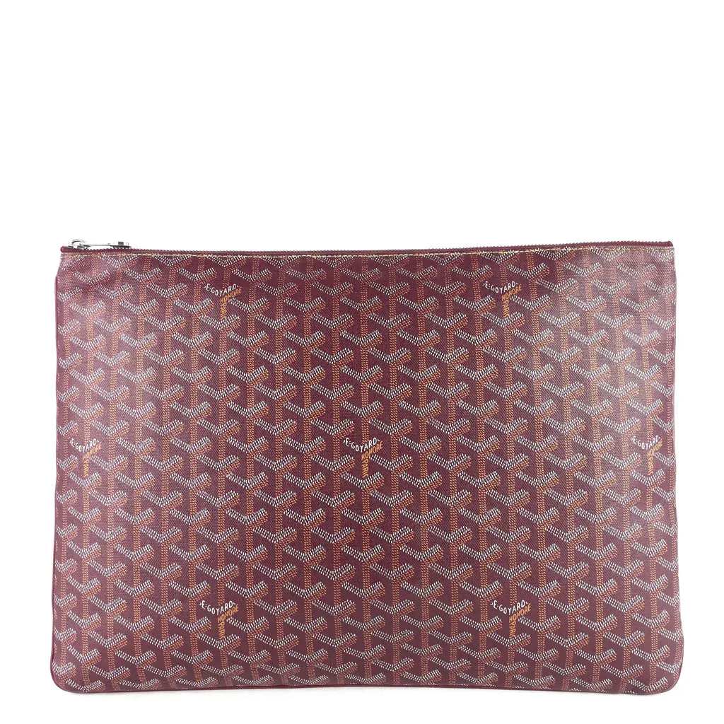 Goyard Senat GM Burgundy Red Coated Canvas Zip Pouch