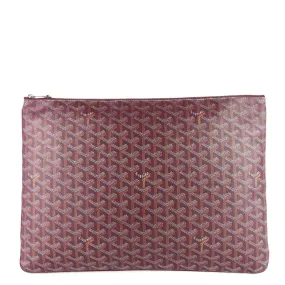 Goyard Senat GM Burgundy Red Coated Canvas Zip Pouch