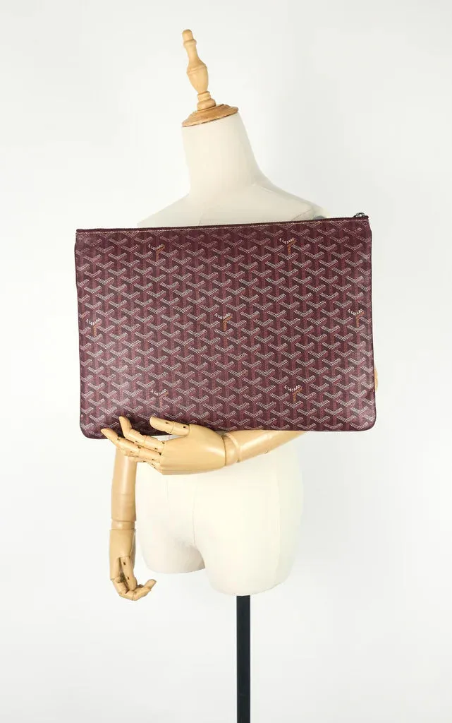 Goyard Senat GM Burgundy Red Coated Canvas Zip Pouch