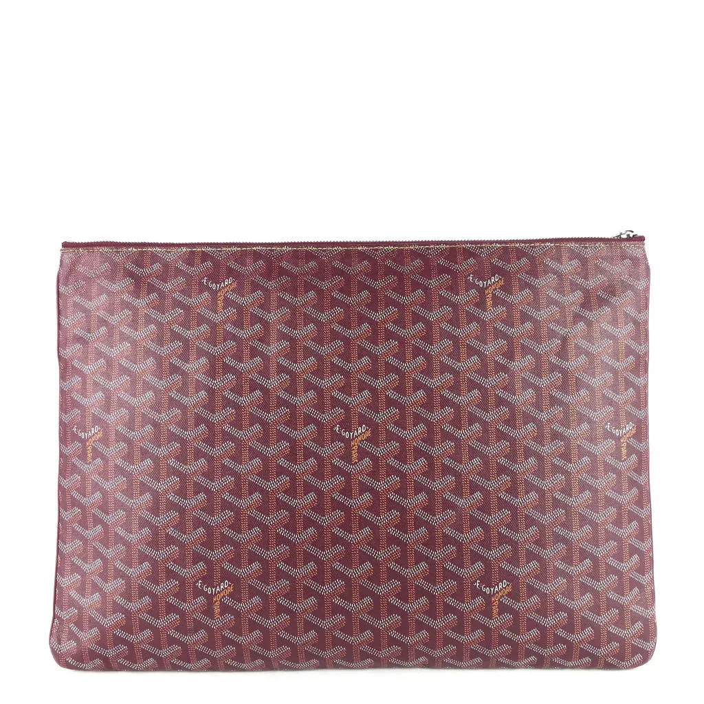 Goyard Senat GM Burgundy Red Coated Canvas Zip Pouch