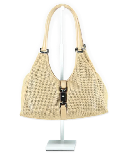 Gucci Beige Perforated Leather Jackie Shoulder Bag