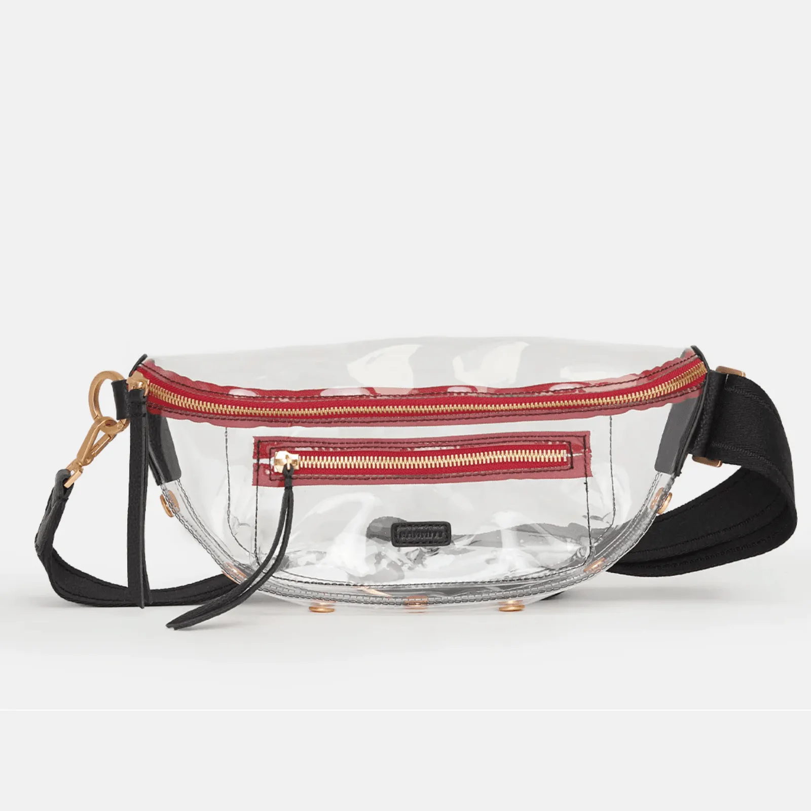 Hammitt Clear Charles Crossbody Handbag - Black/Brushed Gold Red Zip