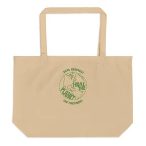 Heal the Planet Large Embroidered  Organic Tote Bag