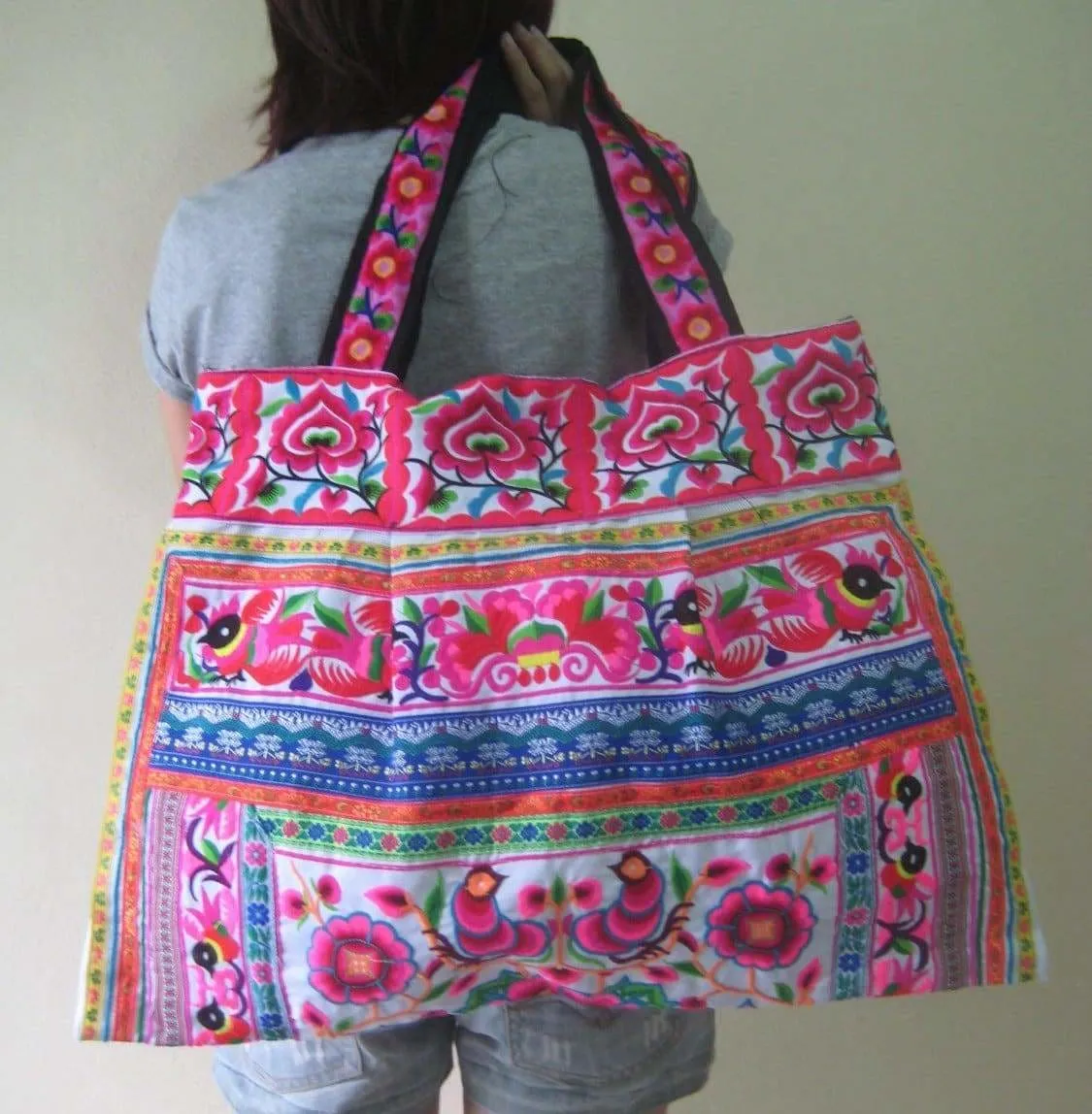 Hmong Thai Embroidered Tote Handbag