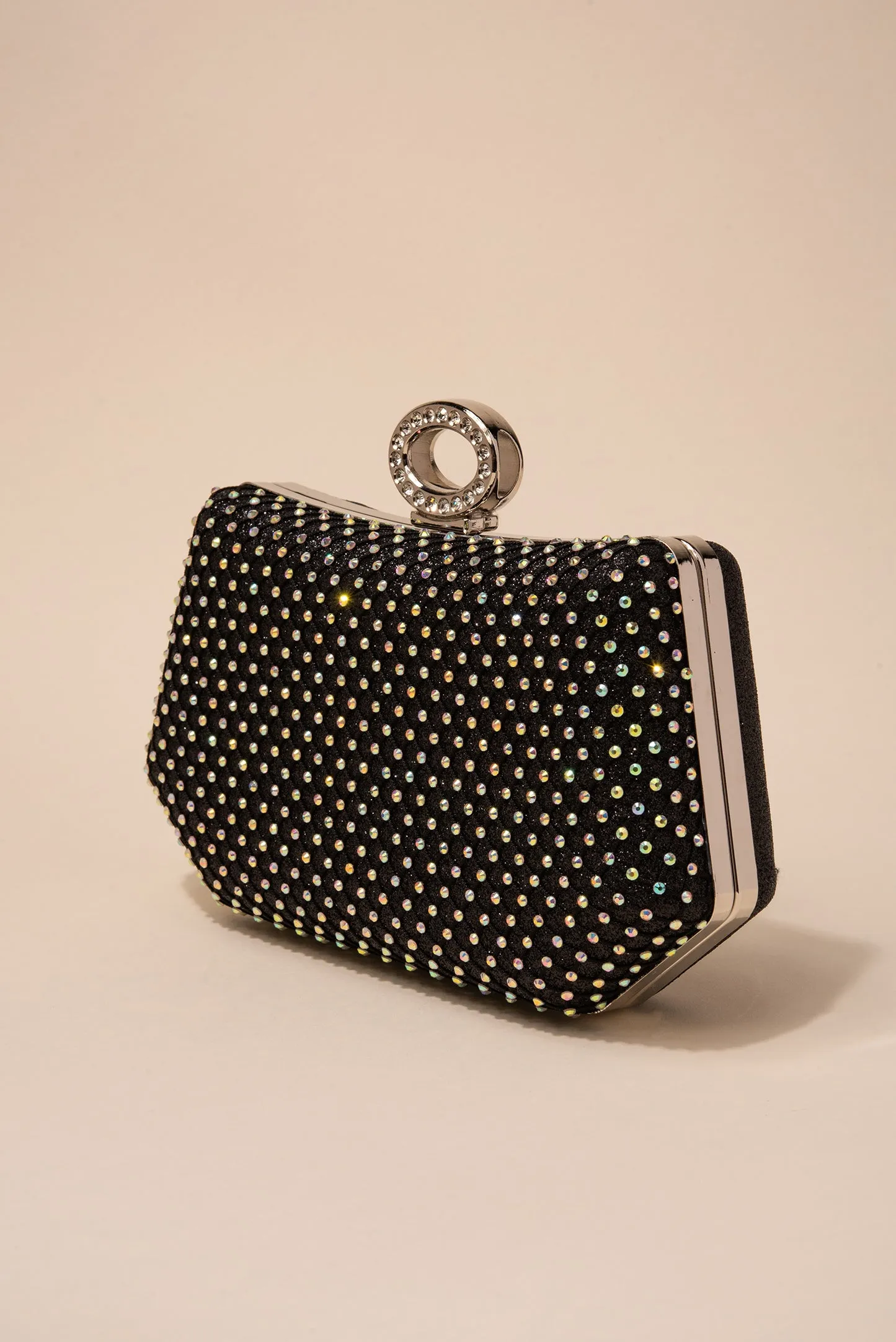 Janet Hexagonal Rhinestone Netting Evening Bag