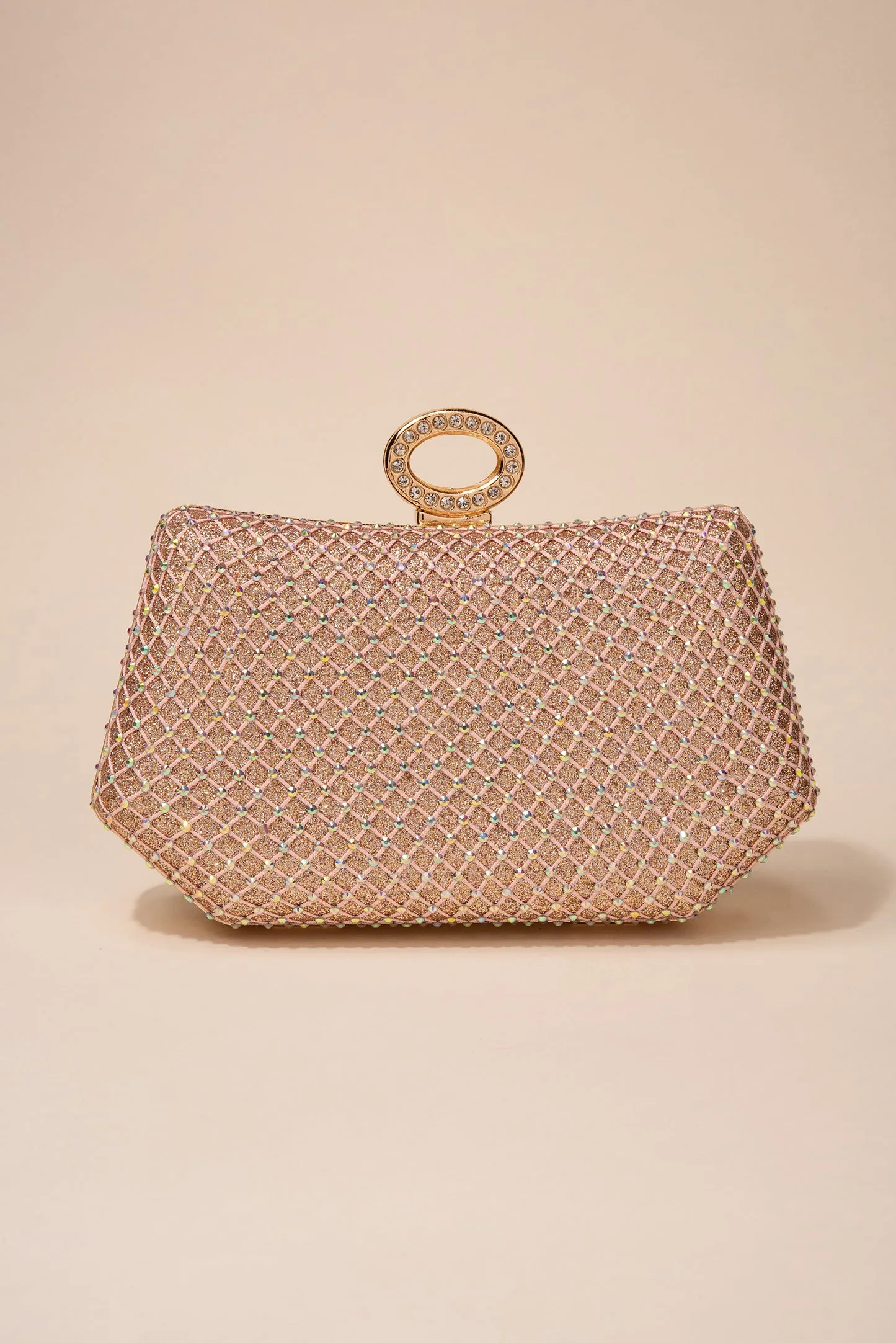 Janet Hexagonal Rhinestone Netting Evening Bag