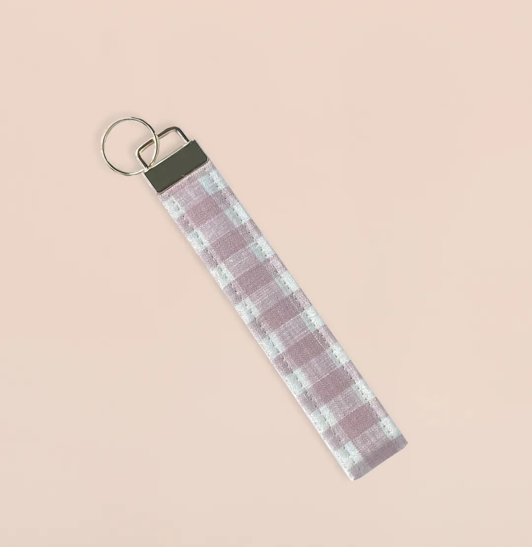 Kiki & Co Pink Gingham Linen Key Chain