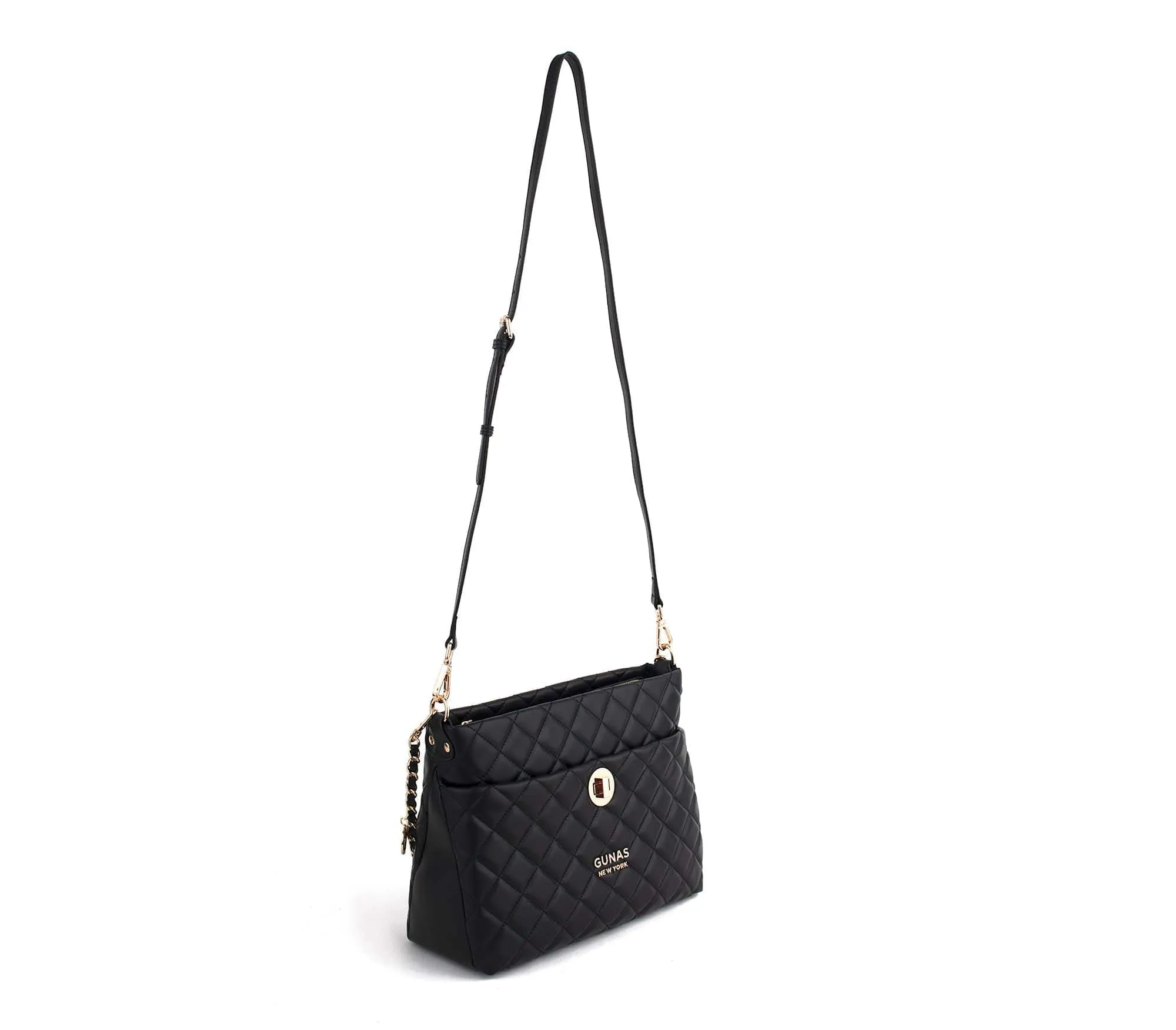 Koi Quilted Vegan Leather Shoulder Bag | Black