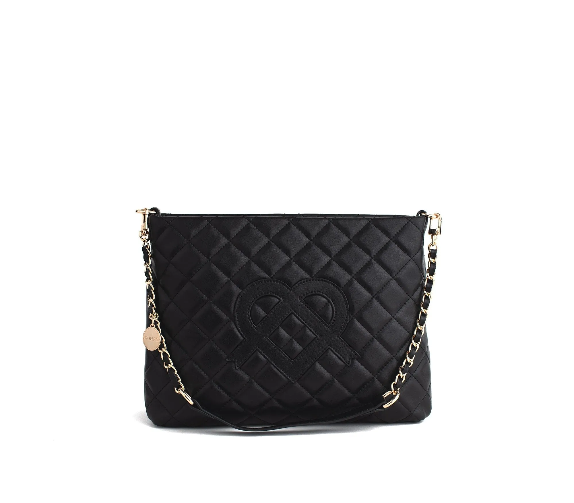 Koi Quilted Vegan Leather Shoulder Bag | Black