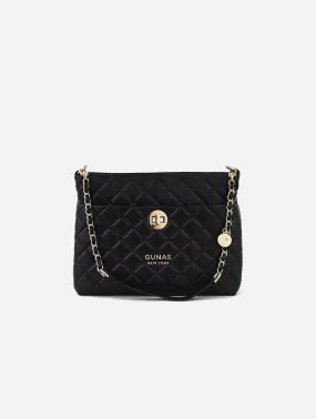 Koi Quilted Vegan Leather Shoulder Bag | Black